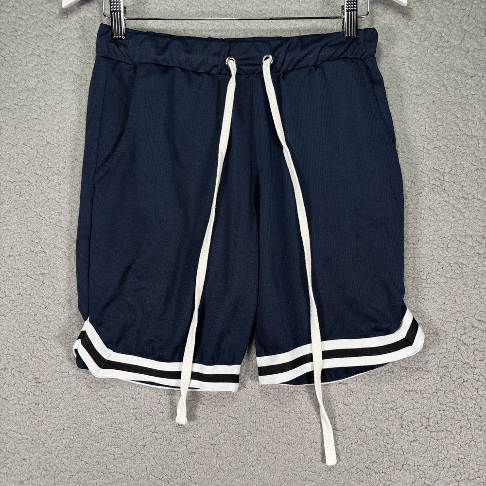 Man Boohooman Athletic Shorts Mesh S Navy Breathable‎ Elastic Waist Drawstring